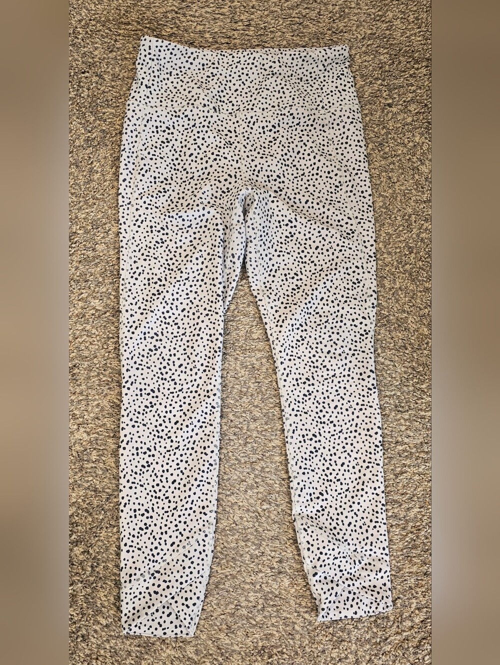 RBX Small dot/Animal print Cross hem Brushed Soft Leggings Medium Cream/Black